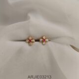 Ruby and White 5 Stone Screw Back Earrings ARJIE03213