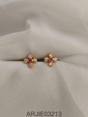 Ruby and White 5 Stone Screw Back Earrings ARJIE03213
