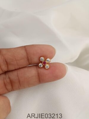 Ruby and White 5 Stone Screw Back Earrings ARJIE03213