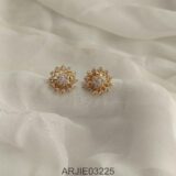 White Stone Screw Back Earrings ARJIE03225