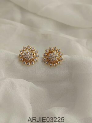 White Stone Screw Back Earrings ARJIE03225