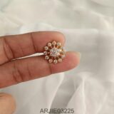 White Stone Screw Back Earrings ARJIE03225