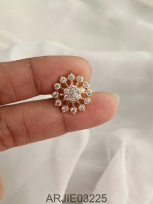 White Stone Screw Back Earrings ARJIE03225