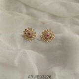 White Stone Screw Back Earrings ARJIE03226