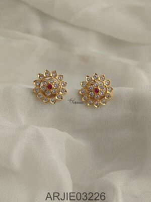 White Stone Screw Back Earrings ARJIE03226