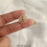 White Stone Screw Back Earrings ARJIE03226