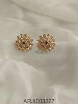 White Stone Screw Back Earrings ARJIE03227