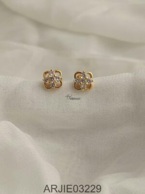 White Stone Screw Back Earrings ARJIE03229