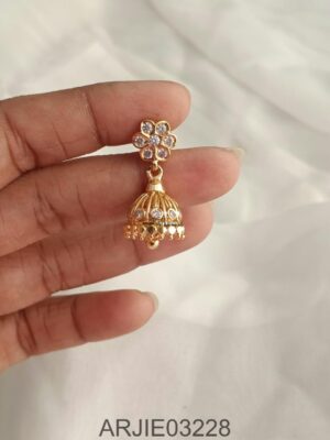 White Stone Screw Back Mini Jhumkas ARJIE03228