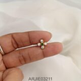 White and Green 5 Stone Screw Back Earring ARJIE03211