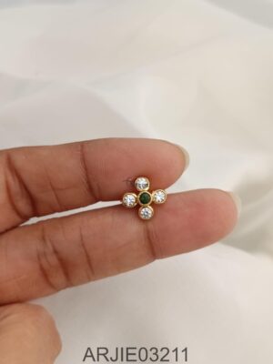 White and Green 5 Stone Screw Back Earring ARJIE03211